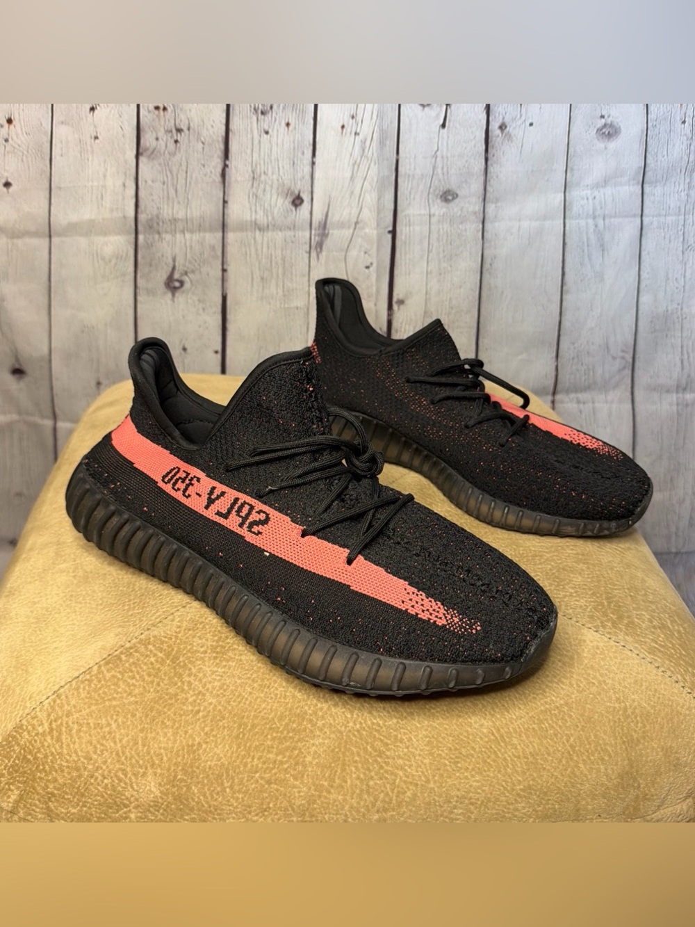 Men’s Black Sneakers with Coral Stripe